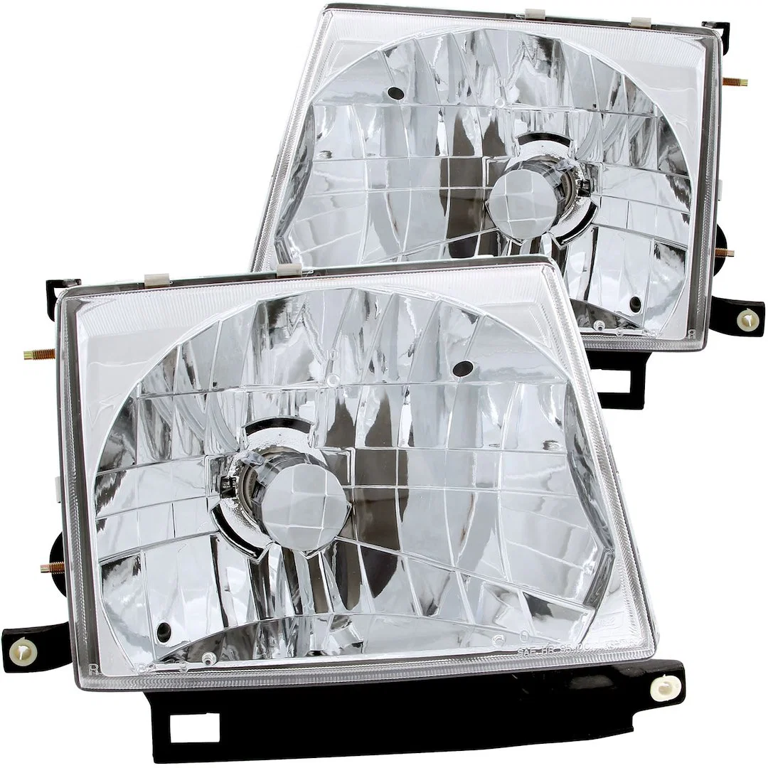 121132 – ANZO Headlight Assembly, Halogen Bulb Standard Beam H4 White Bulb Clear Lens Chrome Housing Set Of 2